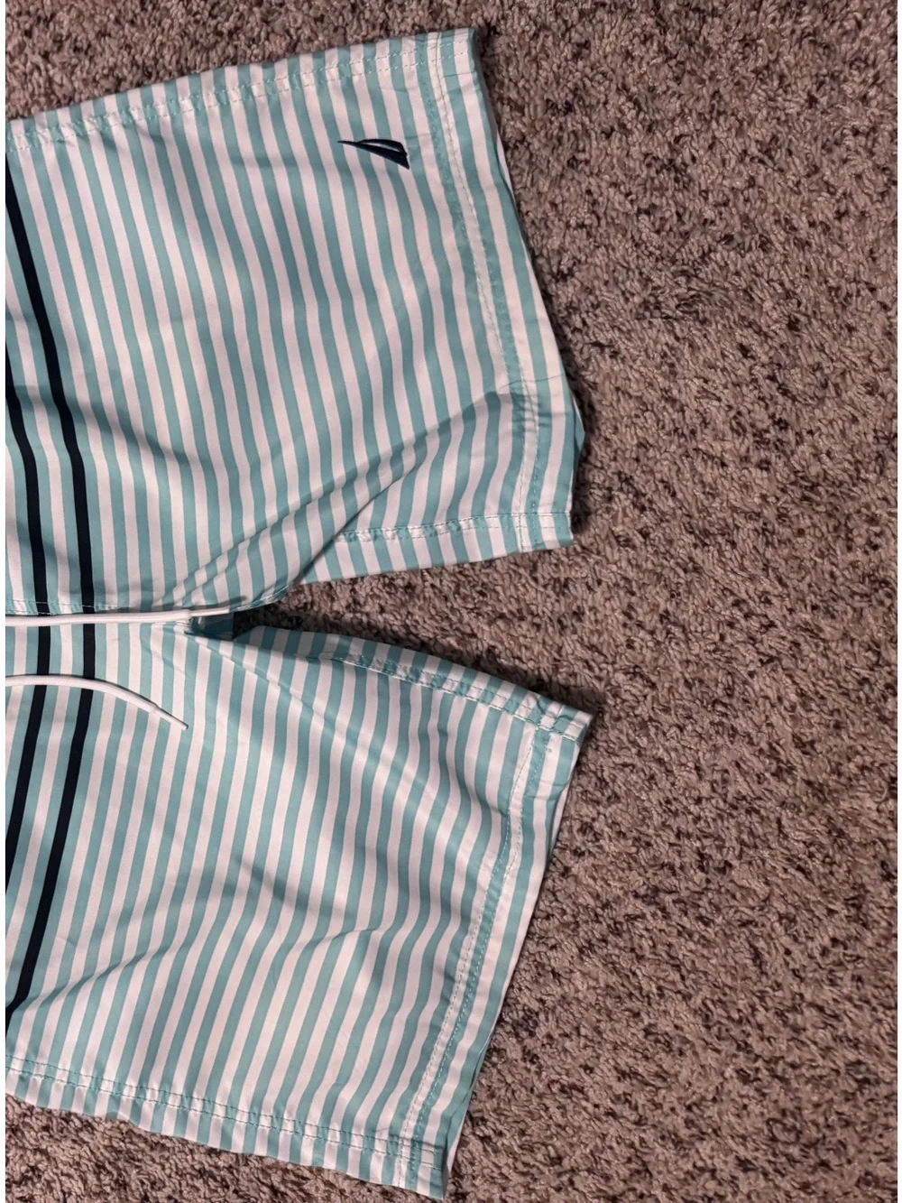 Men's/Nautica Teal and White Striped Swim Shorts